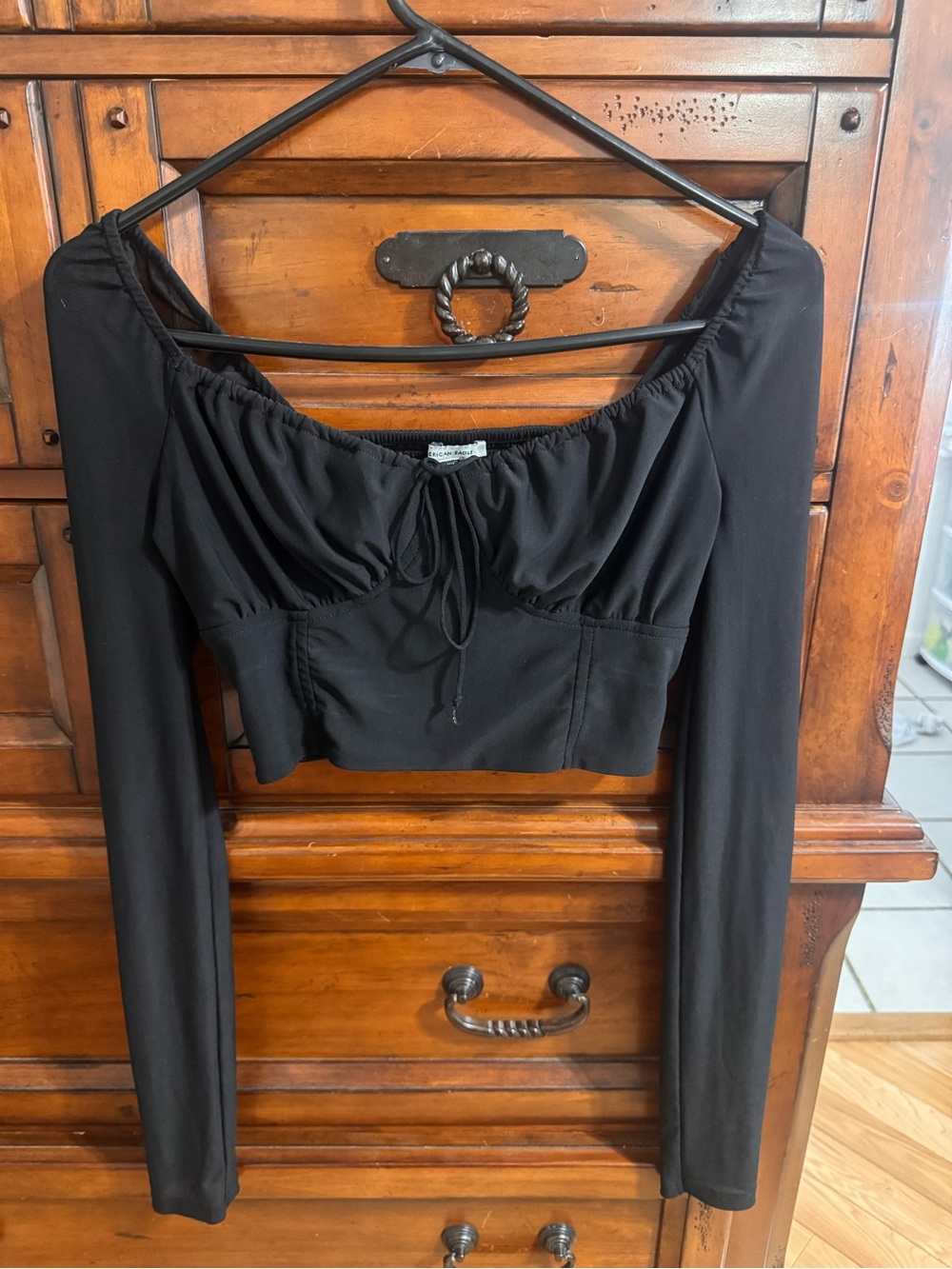 crop top with mesh sleeves from AE